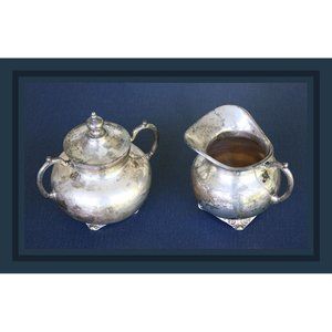 vintage sterling silver matching sugar and creamer set - Hecho en D.F. Plata sZs